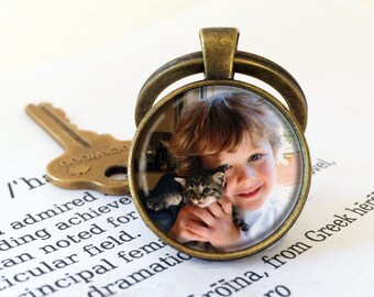 Custom Photo Keyring Round, Personalized Photo Key Chain, Your Own Photo Key Ring, Personalised Keyring, Christmas Gift, Mother's Day Gift