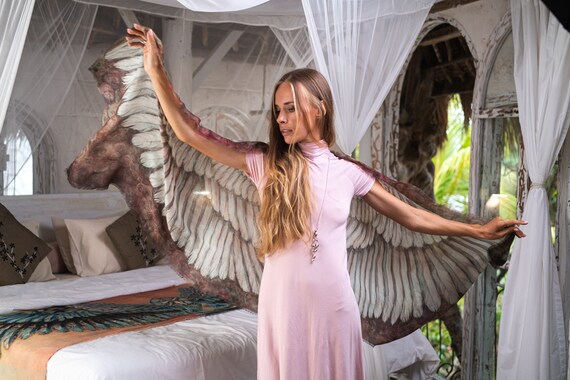 Cashmere Brown Angel Wings Scarf Oversize Feather Wing Shawl Etsy