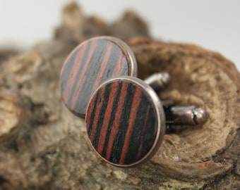 wooden cufflinks, Wood 5th Anniversary Cufflinks, Wood Cufflinks, Gift for Him, 5th Anniversary / 18mm / "rosewood"