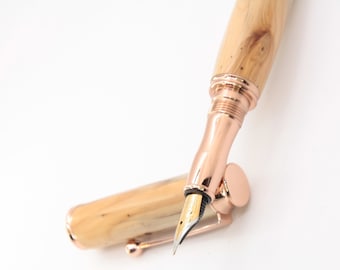 wooden fountain pen, handmade ink pen in yew, present for graduation, retirement, birthday