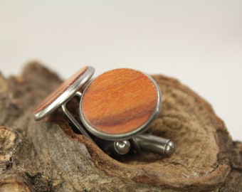 wooden cufflinks, Wood 5th Anniversary Cufflinks, Wood Cufflinks, Gift for Him / 18mm / stainless steal /intarsia / apple