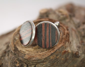 wooden cufflinks, Wood 5th Anniversary Cufflinks, Wood Cufflinks, Gift for Him / 18mm / stainless steal /intarsia / rosewood