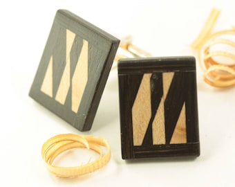 wooden cufflinks  / cuff links are made of bog oak and acer / Intarsia / wedding / best mans gift / groom / father’s day /graduation