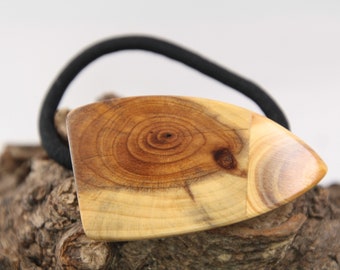 wooden elastic tie / for ponytails / scrunchy with wooden bit made of yew / elastic hair band