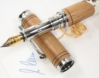 wooden fountain pen, handmade ink pen in walnut, present for graduation, retirement, birthday