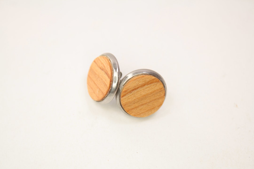 Stud Earrings, Wood Studs, Unisex Earring, Unisex Studs / Wood / 14mm