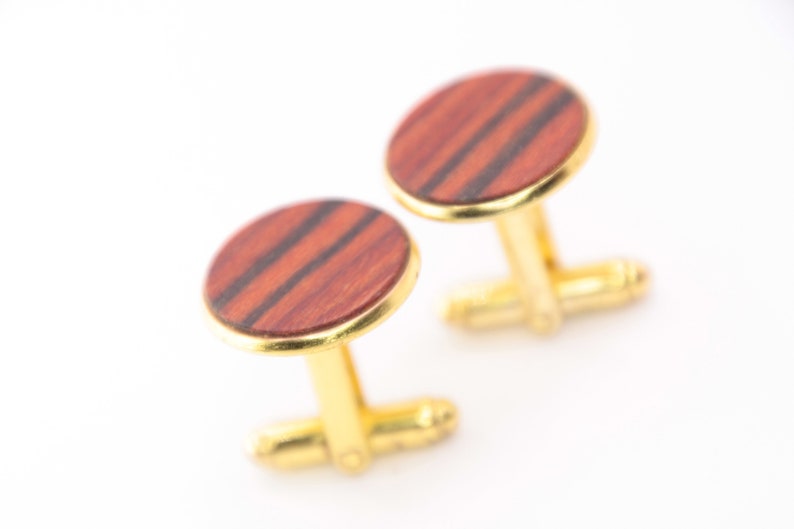 wooden cufflinks, Wood 5th Anniversary Cufflinks, Wood Cufflinks, Gift for Him / 18mm / intarsia / cuff links made of rosewood image 1