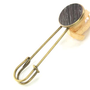 kiltpin, pin, brooch, shawl pin, scarf pin, cloak pin, wooden jewellery / oak  / bronze