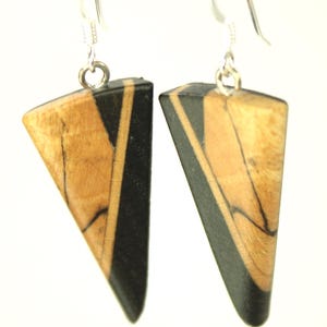 Earring / Pair / 925 Silver / Inlay Bog Oak