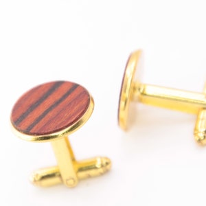 wooden cufflinks, Wood 5th Anniversary Cufflinks, Wood Cufflinks, Gift for Him / 18mm / intarsia / cuff links made of rosewood image 4