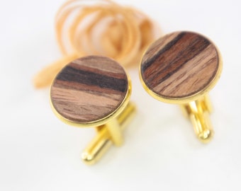 wooden cufflinks, Wood 5th Anniversary Cufflinks, Wood Cufflinks, Gift for Him / 18mm / intarsia / cuff links made of walnut