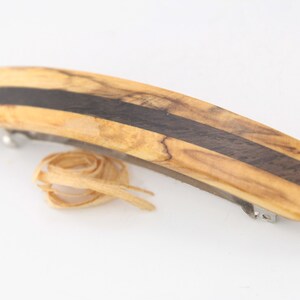 wooden barrette / large size 95mm / bog oak with beech image 3
