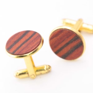 wooden cufflinks, Wood 5th Anniversary Cufflinks, Wood Cufflinks, Gift for Him / 18mm / intarsia / cuff links made of rosewood image 2