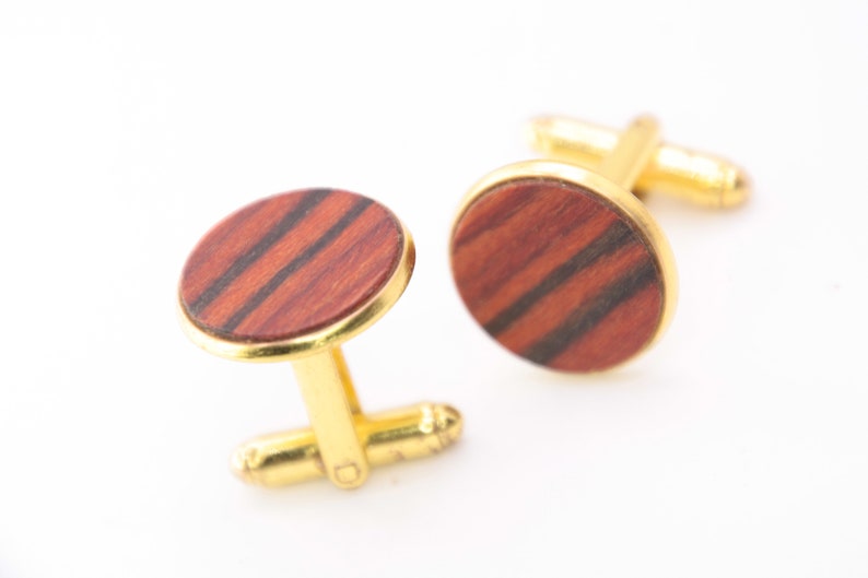 wooden cufflinks, Wood 5th Anniversary Cufflinks, Wood Cufflinks, Gift for Him / 18mm / intarsia / cuff links made of rosewood image 2