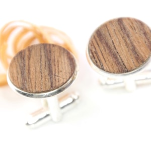 wooden cufflinks, Wood 5th Anniversary Cufflinks, Wood Cufflinks, Gift for Him, 5th Anniversary / 20mm / intarsia /cuff links / walnut