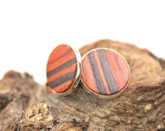 wooden cufflinks, Wood 5th Anniversary Cufflinks, Wood Cufflinks, Gift for Him / 18mm / intarsia / cuff links made of "rosewood"