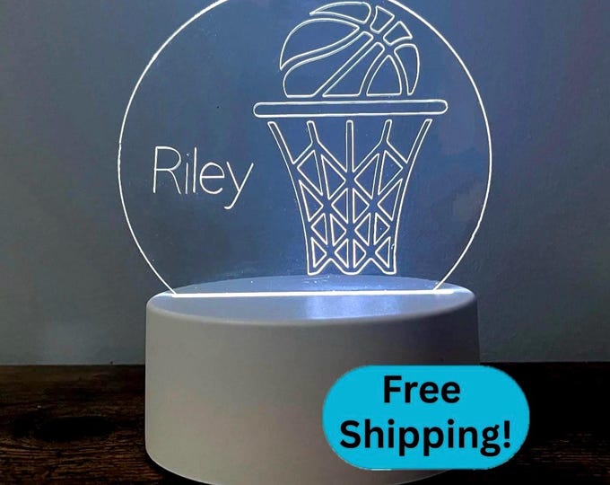 Personalized Basketball Night Light | Engraved with Name | Sports Gift | Color Changing Lamp | Coach and Player