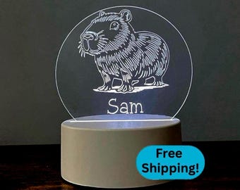 Personalized Capybara Night Light | Customized with any Name Engraved | Color Changing LED Lamp Room Decor | Cute Animal Gift
