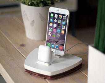 NytStnd AIRPODS DUO 1 White - FREE Shipping Dock Charging Station Wireless for iPhone X 8 AirPods Birthday Gift Present Father's Day
