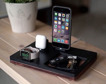 NytStnd AIRPODS TRIO 3 Midnight - FREE Shipping Dock Charging Station Wireless for iPhone X 8 AirPods Apple Watch Birthday Gift Father's Day