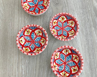 4pcs Ceramic Bowls, Crockery Set, Moroccan Bowls, Snack Dips Bowls, Tableware Serving Dish, Bowls Set, Dessert Bowl, Tunisian Pottery