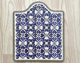 Moroccan Style Trivet, Ceramic Trivet, Ceramic Pot Holder, Mediterranean Trivet, Heat Resistant Pot Holder, Heatproof Trivet, Tile Trivet