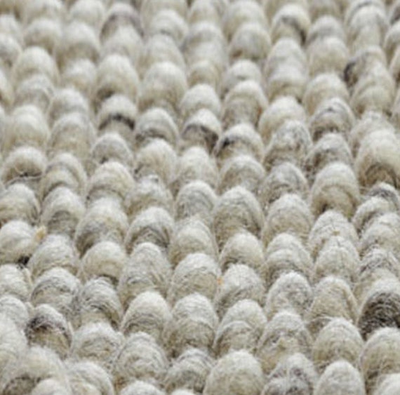 Wool Rug, Grey, 100% Wool, Boho Rug, Bohemian, Loop Rug, 80 X 150 Cms,  Chunky Knit Rug, Winter Decor, Thick Pile 