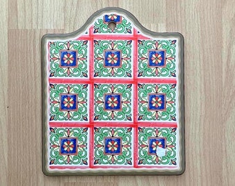 Moroccan Style Trivet, Ceramic Trivet, Ceramic Pot Holder, Mediterranean Trivet, Heat Resistant Pot Holder, Heatproof Trivet, Tile Trivet