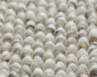Wool Rug, Grey, 100% Wool, Boho Rug, Bohemian Decor, Floor Rug, Loop Rug, 120 x 170 cms, Chunky Knit Rug, Winter Decor, Thick Pile