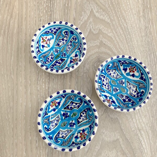 3pcs Ceramic Bowls, Crockery Set, Moroccan Bowls, Snack Dips Bowls, Tableware Serving Dish, Bowls Set, Dessert Bowl, Tunisian Pottery