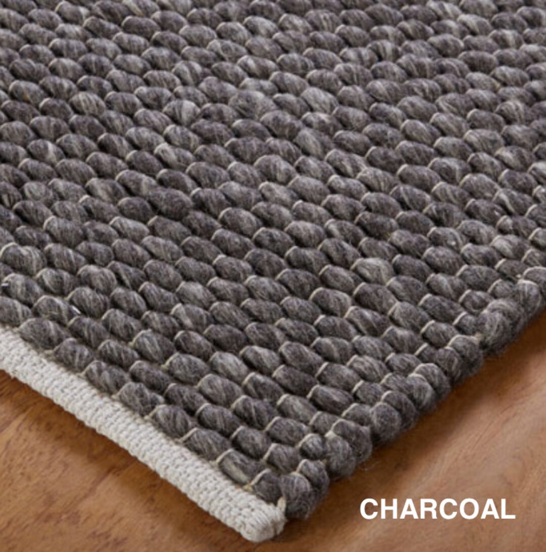 Chunky Boho Rug Charcoal Wool Loop Rug: Chunky Knit Boho Decor (80 X 150 Cms) - Etsy