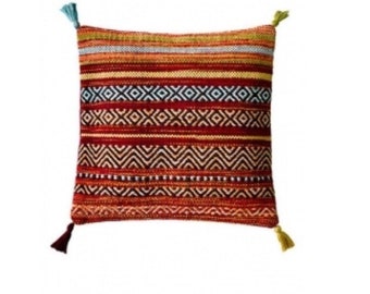 Vintage Handmade Orange Stripe Moroccan Tunisian Turkish Kilim Pillow Cushion Cover