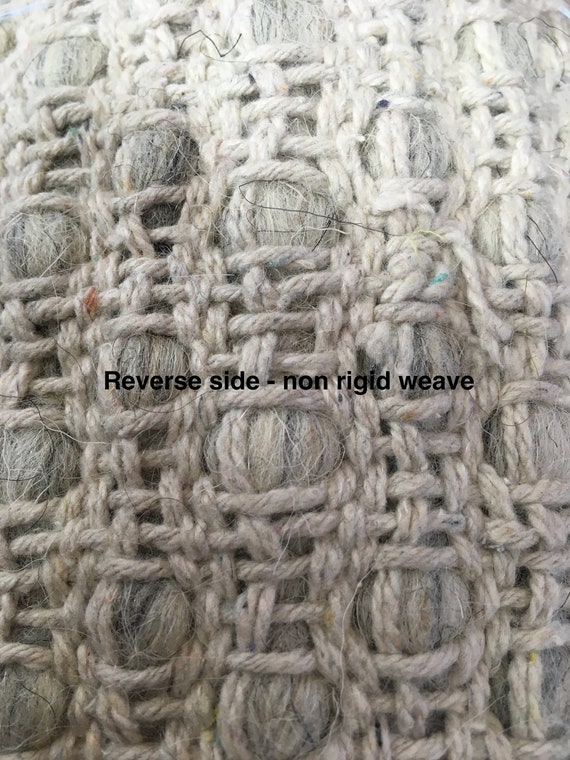 【Vintage】Hand Knit Rug 170×100 Wool Rug, Grey, 100% Wool, Boho Rug, Bohemian, Loop Rug, 80