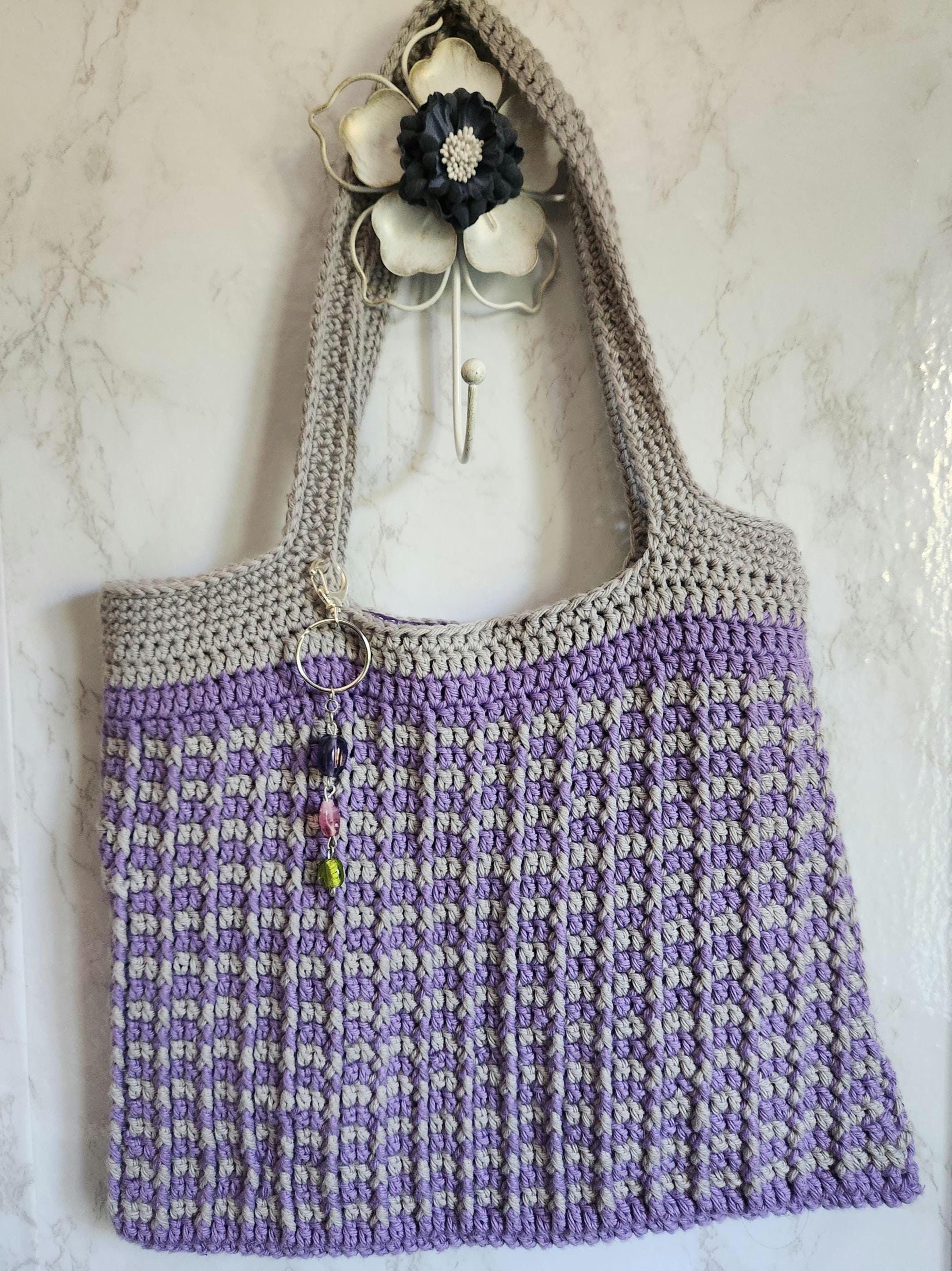 Chic Lavender and Gray Crochet Tote | Stylish Textured  display picture 3