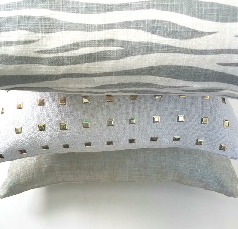 Grey /& Cream Throw Pillow Decorative Pillow Cover Linen Zebra Print Animal Print Zebra Print Pillow Cover