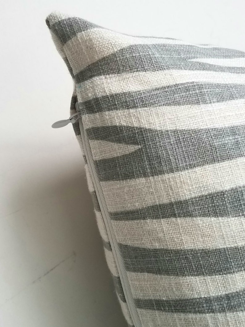 Grey /& Cream Throw Pillow Decorative Pillow Cover Linen Zebra Print Animal Print Zebra Print Pillow Cover