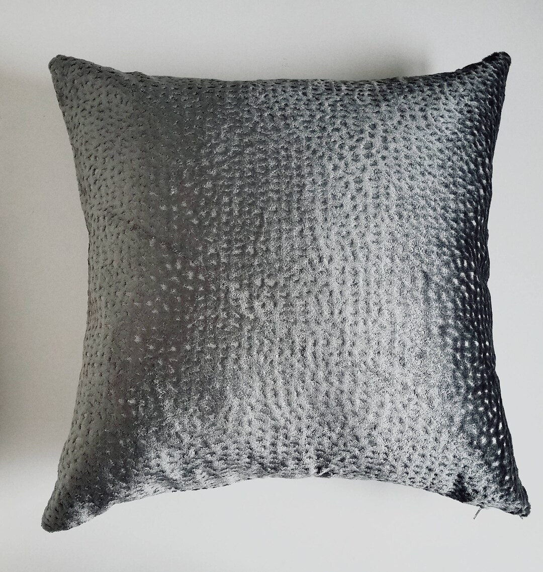 Gray Texture Velvet Pillow Cover, Decorative Pillow Cover Etsy
