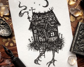 Baba Yaga House Mini Art Print