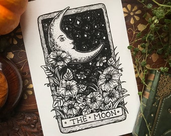 Large A5 Size The Moon Tarot Card Art Print