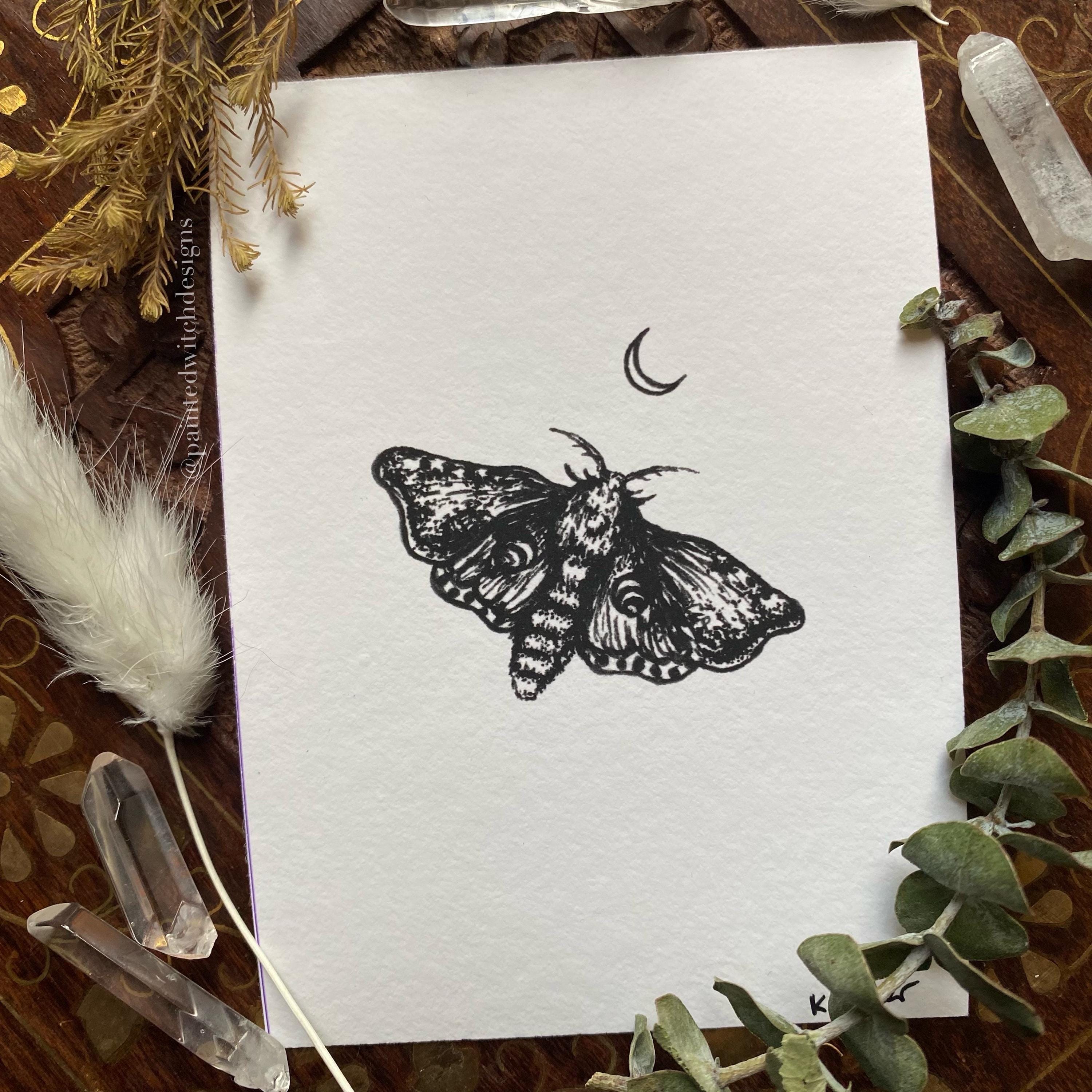 Moth & Moon Illustration Art Print - Etsy