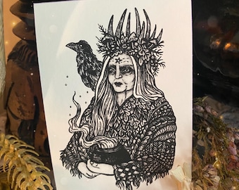 Wise Winter Crone Pagan Deity Art Print