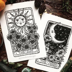 Sun and Moon Tarot Card Art Print Set