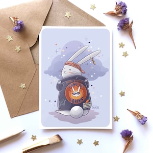 Carte Gang de lapins, Illustration lapin mignon et drôle, Carte de membre numérotée, Idée cadeau pour les fans de lapins, Format A6