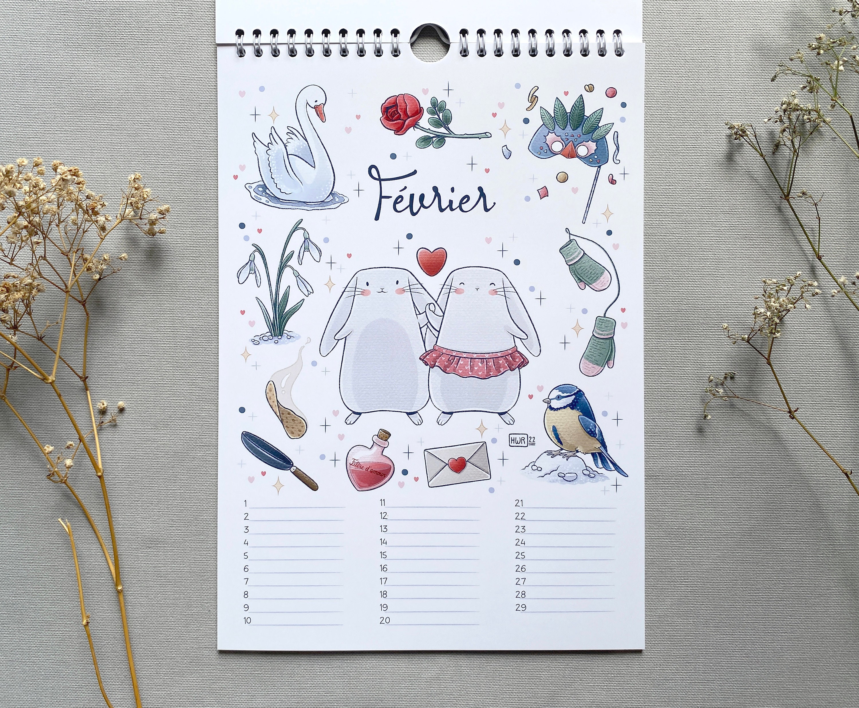 Calendrier Perpétuel Mural Sweetzer & Orange - 15,2x22,9cm | Planificateur Floral - Anniversaires