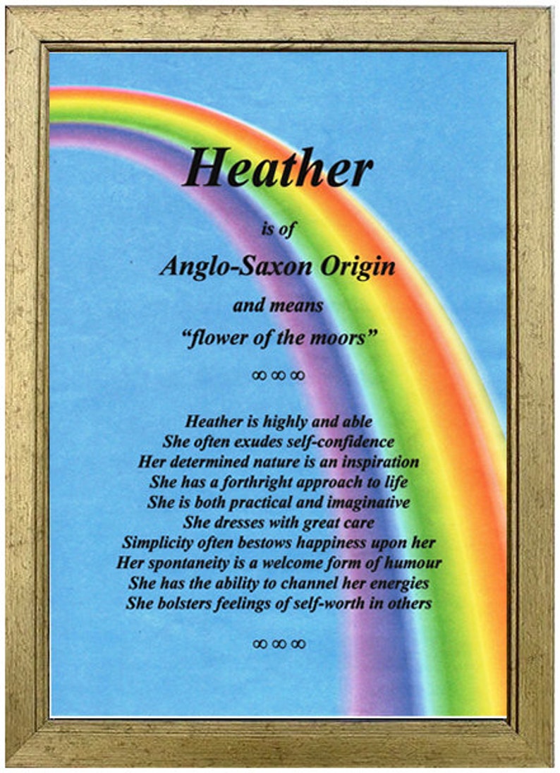 Personalised First Name Meaning & Origin Gift in a Rainbow Etsy