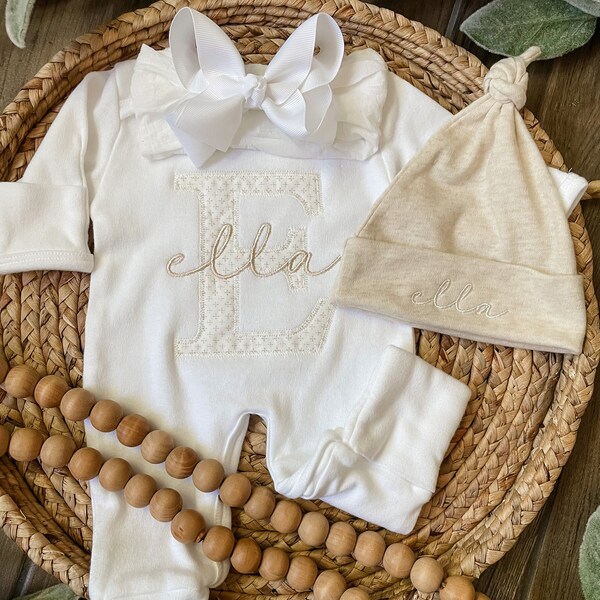 Yartina Baby Baptism Outfit Set - 3-Piece Embroidered Bodysuit, Hat & Bib, Unisex Cotton (0-18 Months)