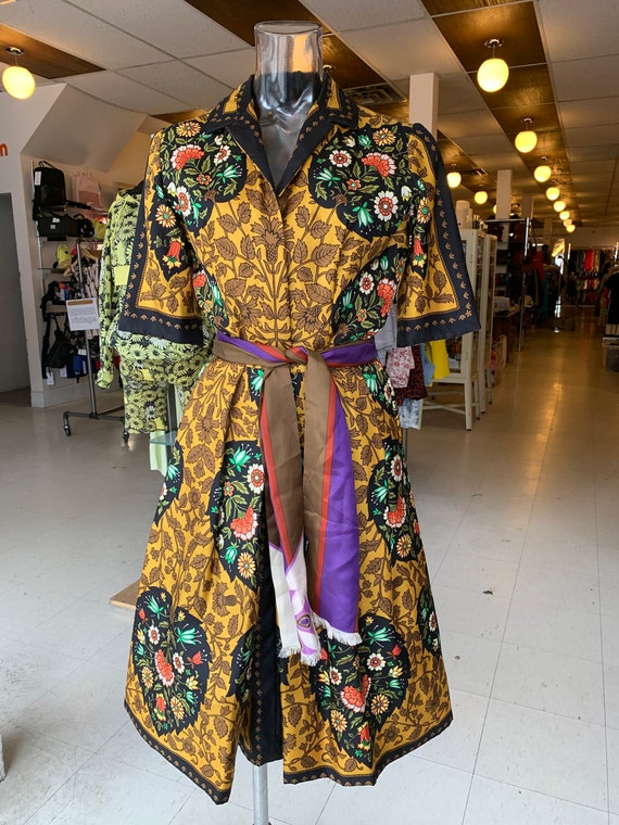 Stunning Vintage 1950's Silk Holly Hoelscher Dress