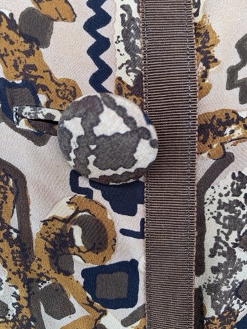 Vintage Silk Abstract Printed Vintage Dress
