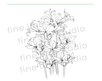 Wildflower Line Art: Floral Vector Graphic (Digital Download)