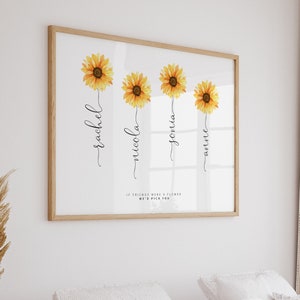 Best Friend Gift, Best Friend Print, Personalised Print, Birthday Gift for Her, Gift for Friend, Bestie Gifts, Friendship Gift, Sunflower